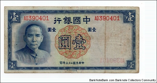 1 YUAN BANK OF CHINA Banknote