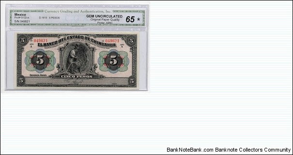CGA 5 Pesos El Banco del Estado de Chihuahua Banknote