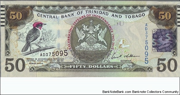 Trinidad & Tobago 2012 50 Dollars.

50 Years of Independence.

Cut unevenly. Banknote