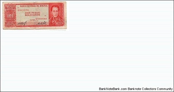 100 Pesos Bolivianos Banco Central de Bolivia Banknote