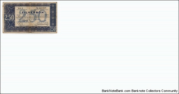2.5 Gulden Netherlands Silver Note Banknote