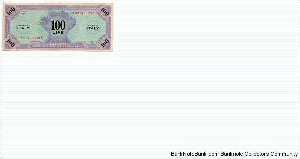 100 Lire Allied Military Currency PM15 Banknote