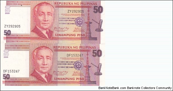 Philippines 50 Pesos NDS

Thin and Thick (wide - narrow) date varieties. Banknote