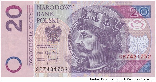 Poland P174a (20 zlotych 25/3-1994) Banknote