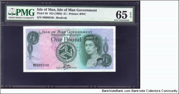 Isle Of Man 1 pound 1983 P#38 65EPQ Banknote