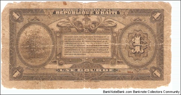 Banknote from Haiti year 1919
