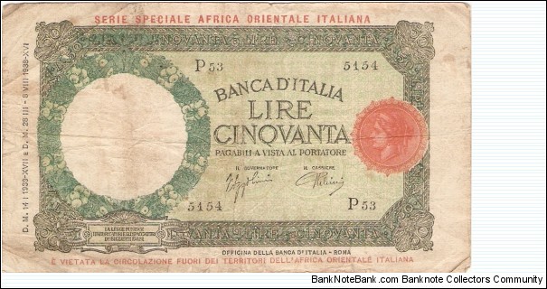 50 Lire (Italian East Africa) Banknote