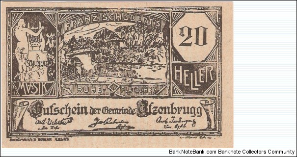 Notgeld Atzenbrugg 20 Heller Banknote