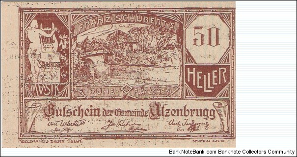 Notgeld Atzenbrugg 50 Heller Banknote
