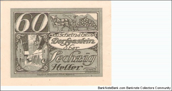 Notgeld Dorfgastein 60 Heller Banknote