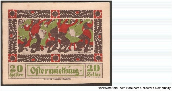 Notgeld Ostermiething 20 Heller Banknote