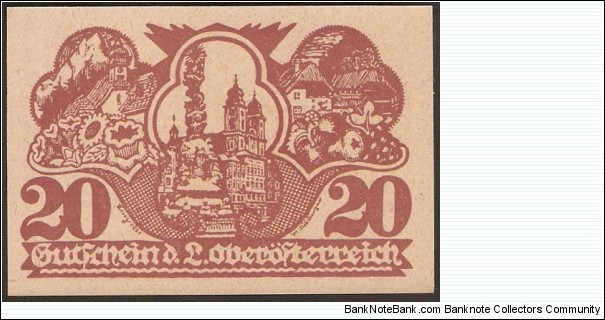 Notgeld Oberösterreich 20 Heller Banknote