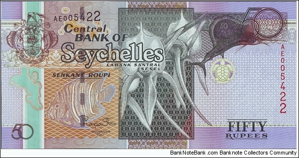 Seychelles 2011 50 Rupees. Banknote