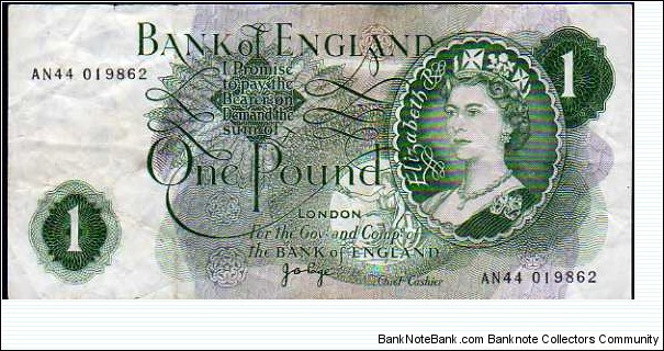 1 Pound__
pk# 374 g__
sign. J.B. Page__
n° AN44 019862 Banknote