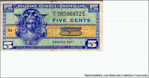 5 Cents__
pk# M 29__
ND(1954-1958)__
Military Payment Certificates Banknote