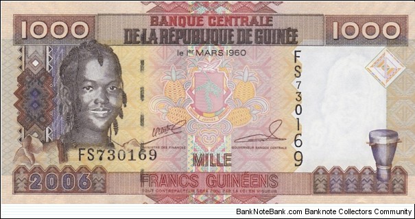 Guinea P40 (1000 francs 2006) Banknote
