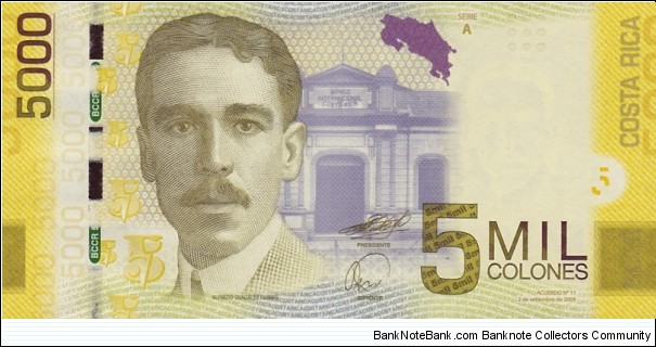 Costa Rica P276 (5000 colones 2/9-2009) Banknote