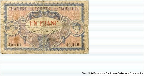 1 Franc__
pk# NL__
Chambre de Commerce de Marseille__
05.06.1917 Banknote