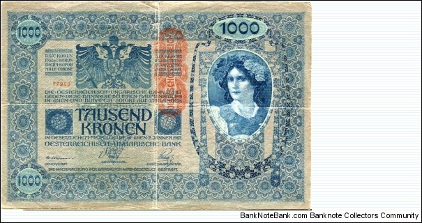 1.000 Kronen__
pk# 59__
02.01.1902 (1919)__
overprint 