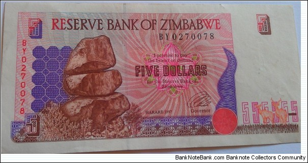 Zimbabwe $5 note Banknote