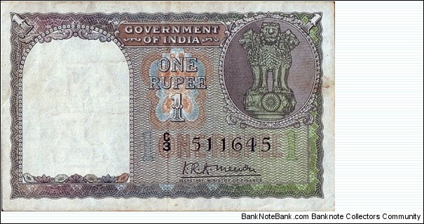India N.D. (1949) 1 Rupee.

The only type of 1 Rupee note confirmed for the Dominion of India (1947-50). Banknote