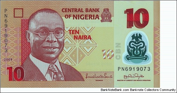 Nigeria 2009 10 Naira. Banknote