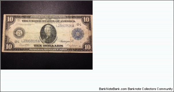 A nice original $10 note from the first year of FRNs. Banknote