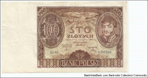 Poland 100 Zlotych 1934 Banknote