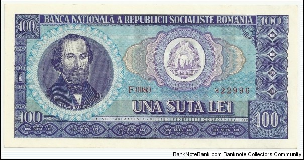 RomaniaSR 100 Lei 1966 Banknote