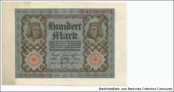 Germany-Weimar 100 Mark 1920 Banknote