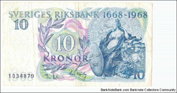 10 Kronor(300 Years Sveriges Riksbank- Commemorative Issue 1968) Banknote