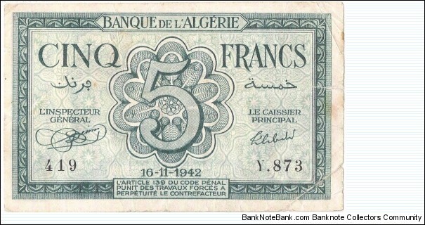 5 Francs(1942) Banknote