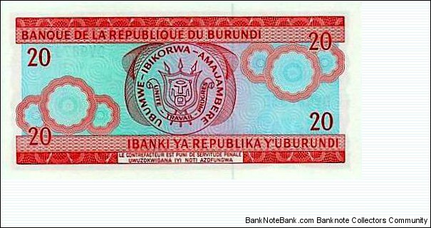 Banknote from Burundi year 2007