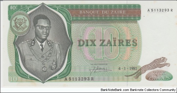 10 Zaïres Banknote