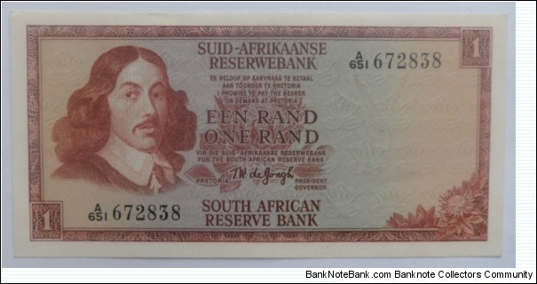 1 Rand
T.W. de Jongh 1st Issue Banknote