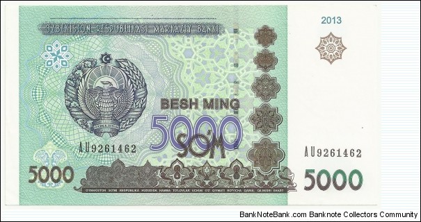 Uzbekistan 5000 Som 2013 Banknote
