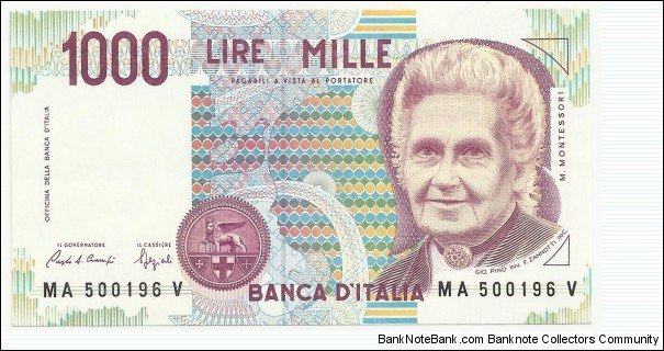 Italy 1000 Lire 1990 Banknote