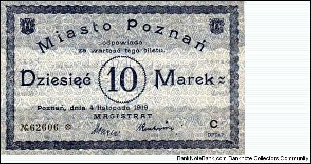 City of Poznań 10 Marek Banknote