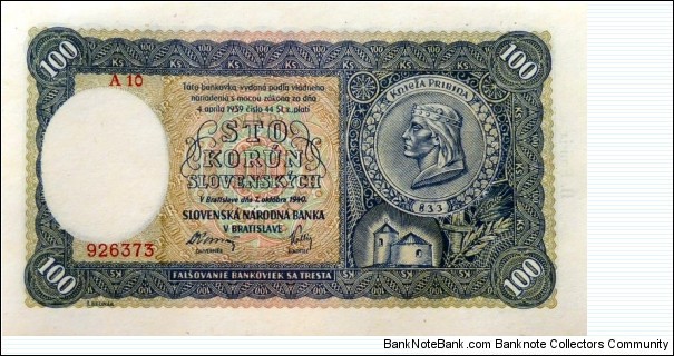 100 Korun Slovenskych Banknote