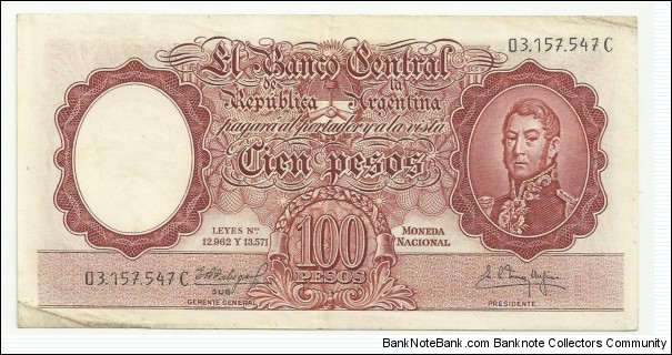 Argentina 100 Pesos ND(1957-67) Banknote