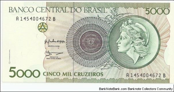 Brasil 5000 Cruzeiros ND(1990) Banknote