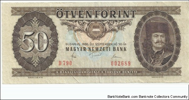 Hungary 50 Forint 1980 Banknote