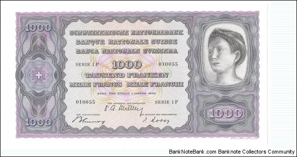 1000 Franken(Reserve Series 1950/ Modern Reprint) Banknote