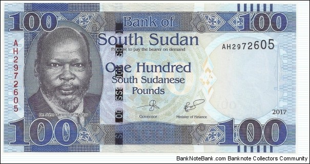 SouthSudan-BN 100 South Sudanese Pounds 2017 Banknote