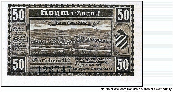 Hoym - Notgeld Banknote