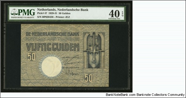 Netherlands 50 Gulden 6.5.1931 SN#BP038438 Banknote