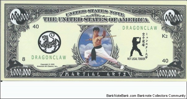 1'000'000 - Martial Arts - pk# NL - ACC American Art Classics - Not Legal Tender  Banknote