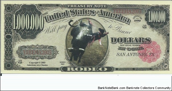 1.000.000 Dollars - Rodeo - pk# NL - ACC American Art Classics - Not Legal Tender  Banknote