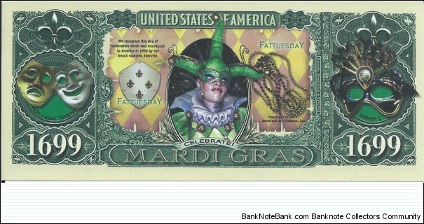 1699 - Mardi Gras - pk# NL - ACC American Art Classics - Not Legal Tender  Banknote