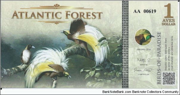ATLANTOC FOREST - 1 Aves Dollar - pk 1 - Polymer Banknote